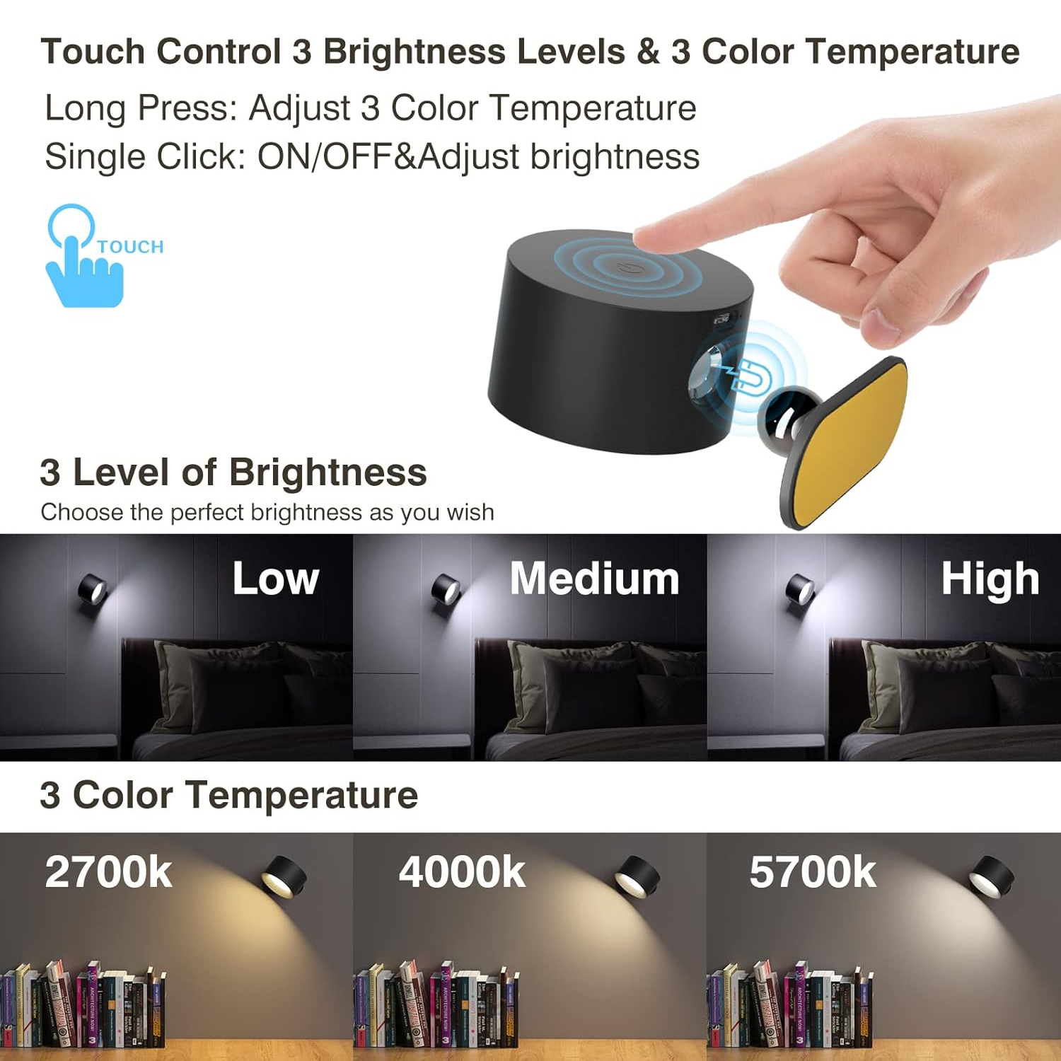 Battery-powered wall lamp