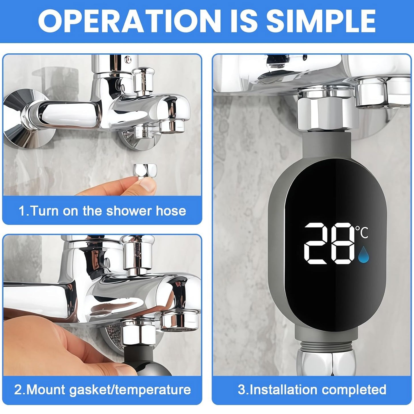 LED Shower Temperature Display Water Thermometer