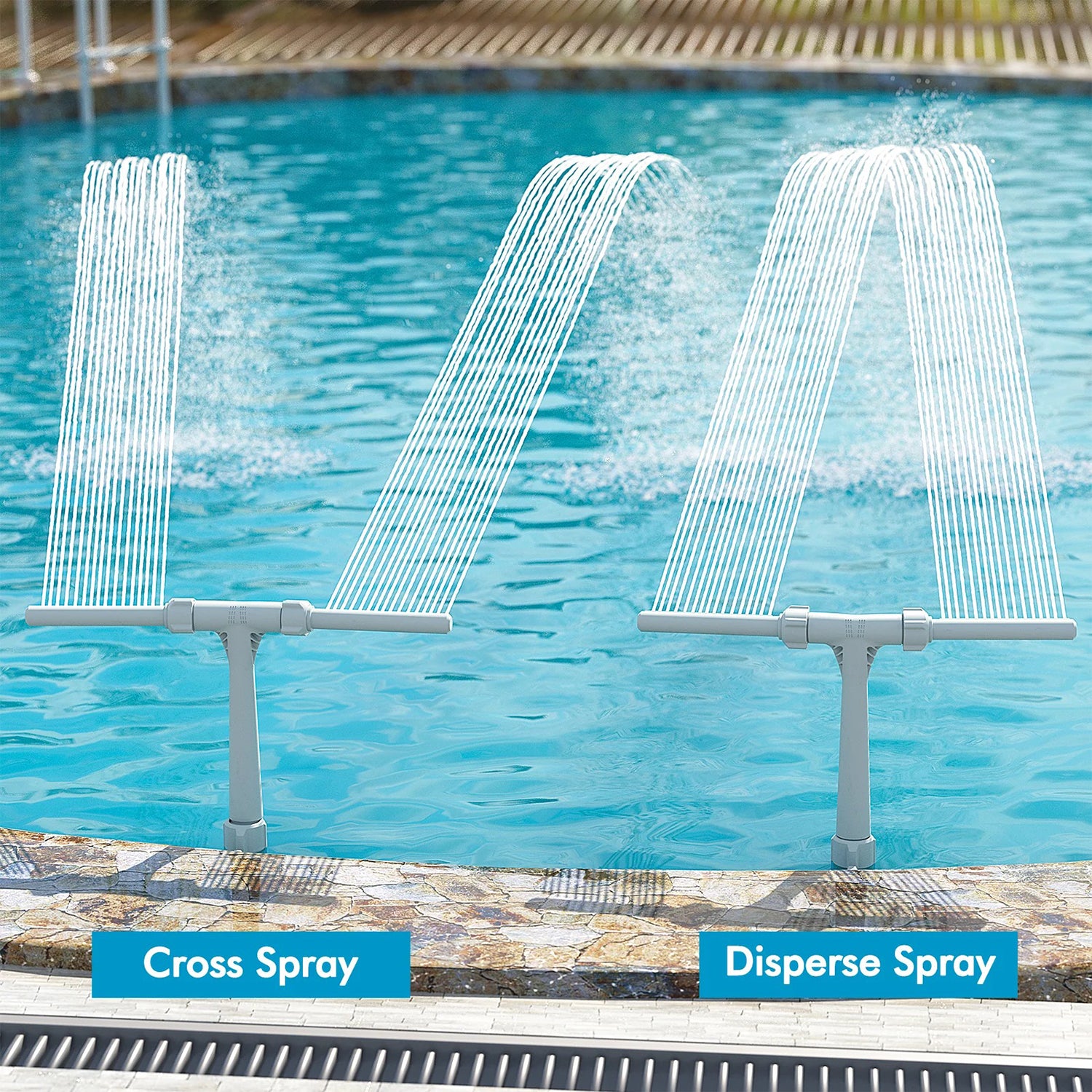 Double spray pool fountain