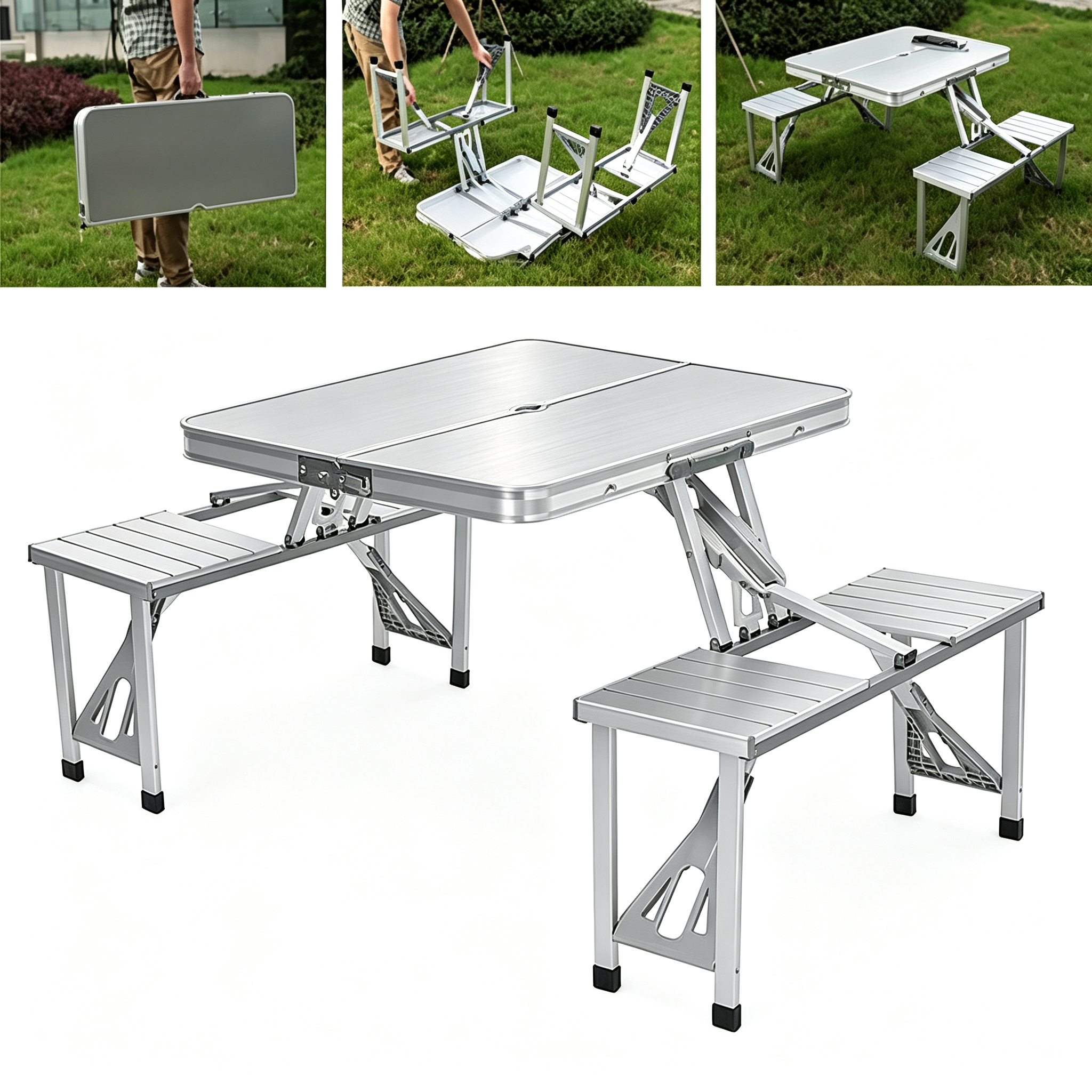 Outdoor table detail and carrying handle