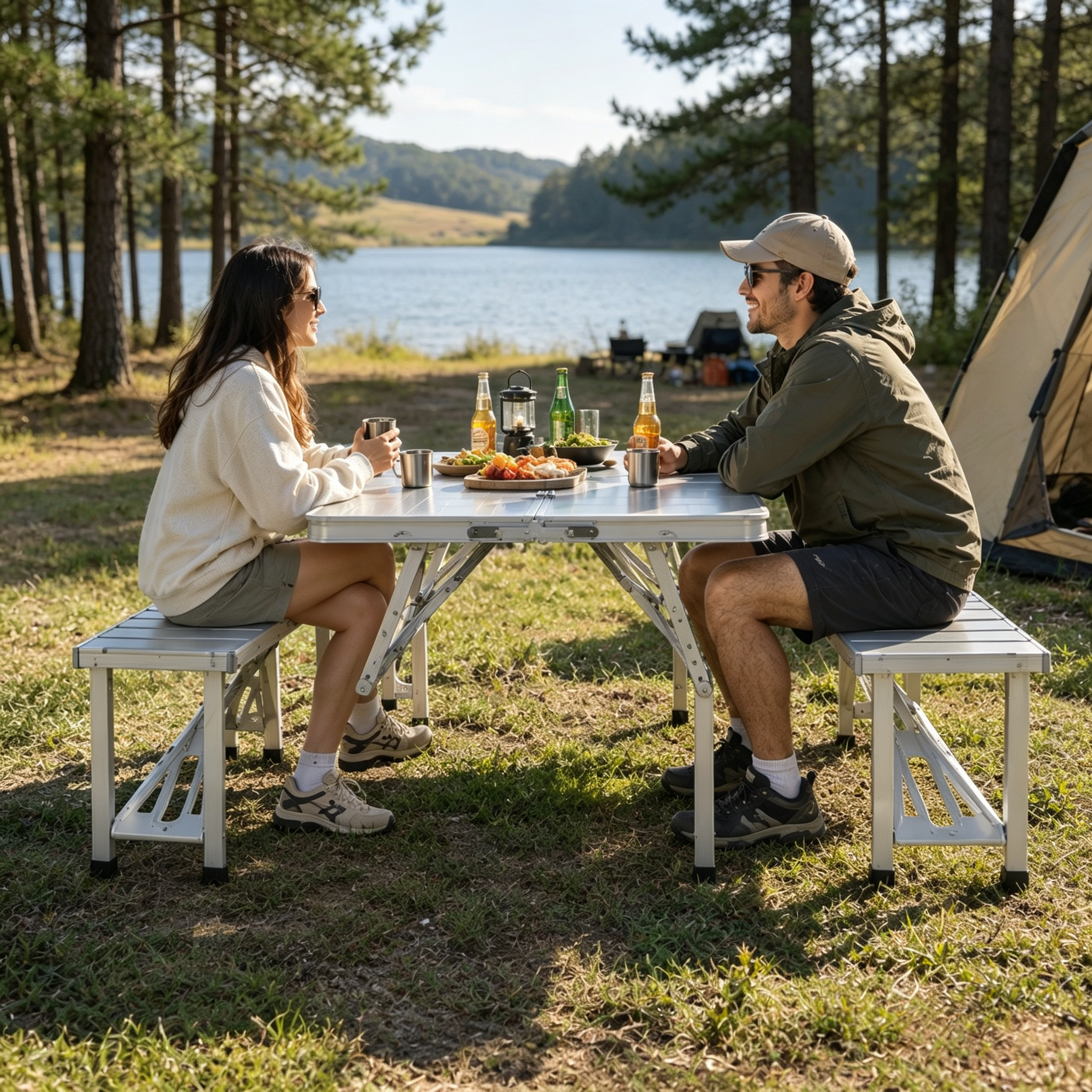 Complete four-person outdoor table setup