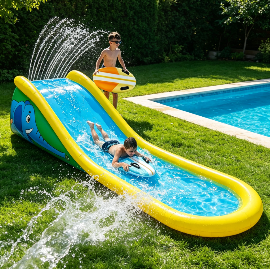 15ft Inflatable Water Slide with Built-In Sprayer for Kids Outdoor Fun
