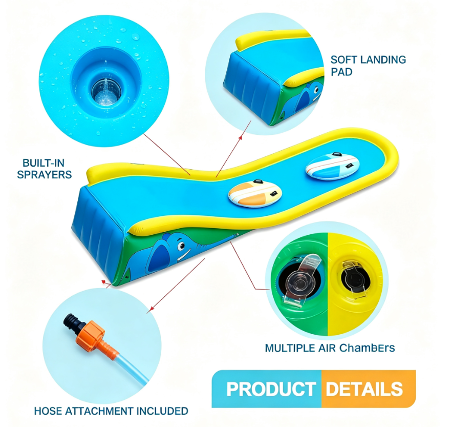15ft Inflatable Water Slide with Built-In Sprayer for Kids Outdoor Fun