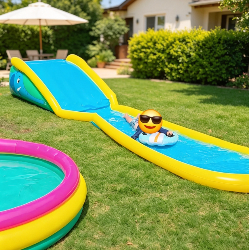 15ft Inflatable Water Slide with Built-In Sprayer for Kids Outdoor Fun