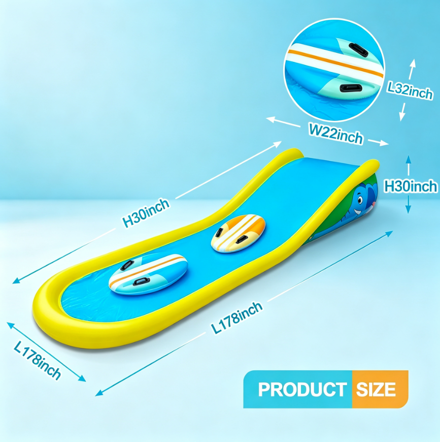 15ft Inflatable Water Slide with Built-In Sprayer for Kids Outdoor Fun