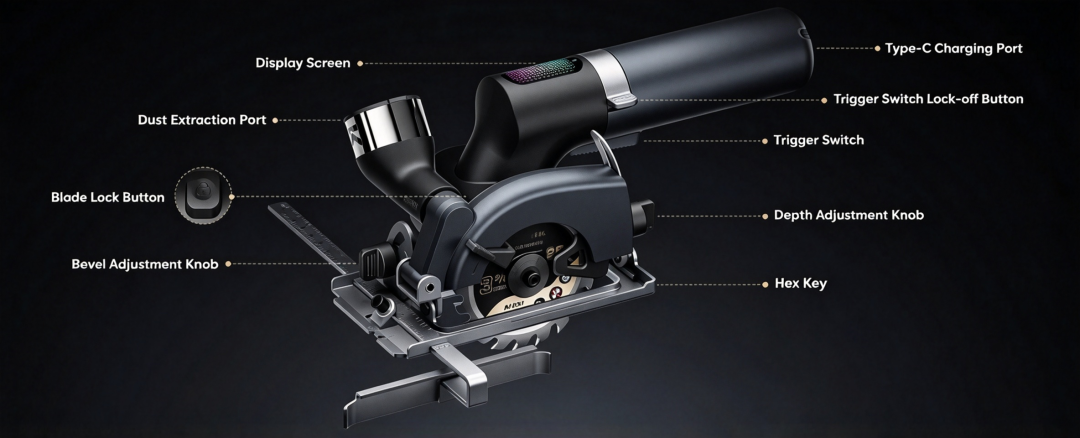 Cordless circular saw detail
