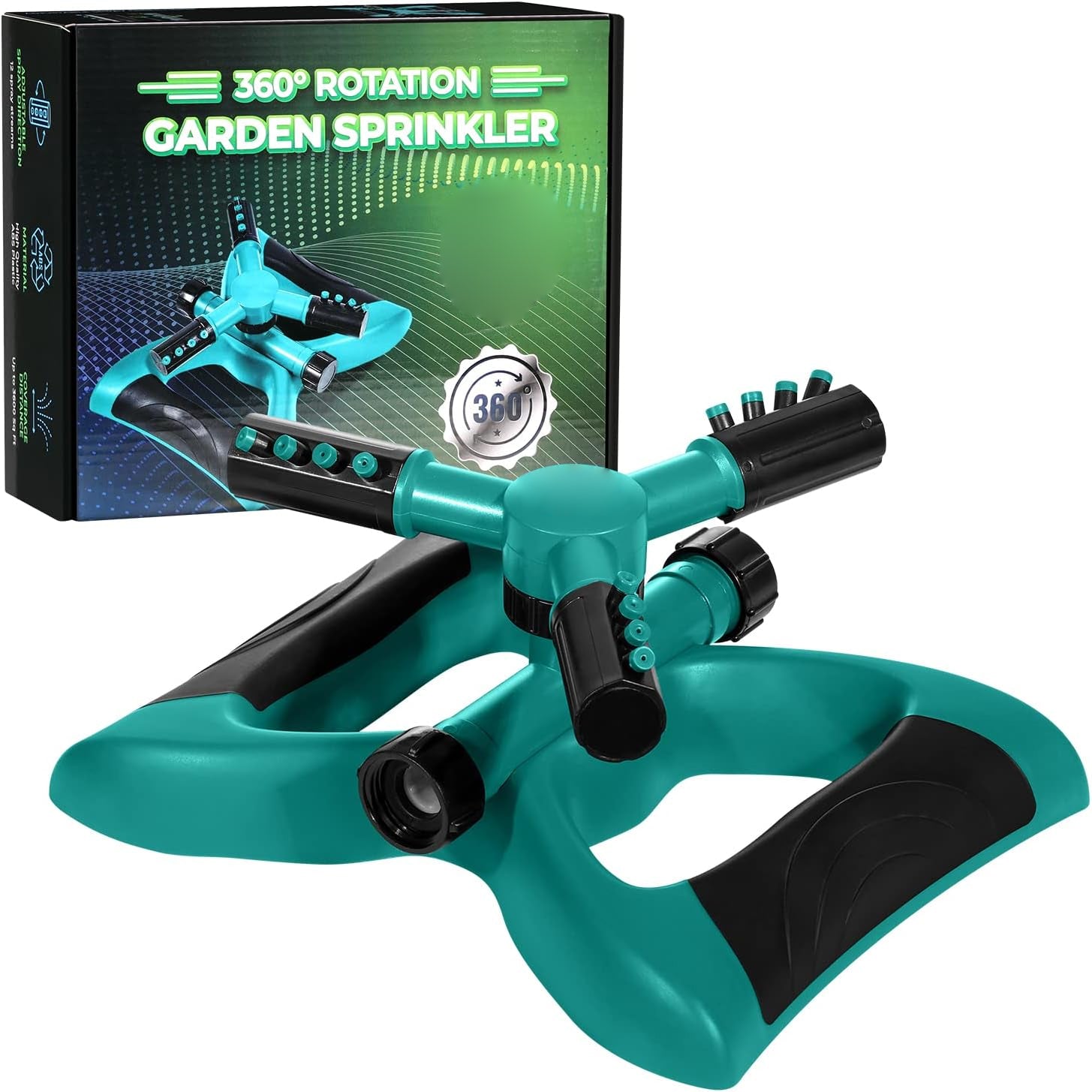 Rotating garden sprinkler with adjustable arm