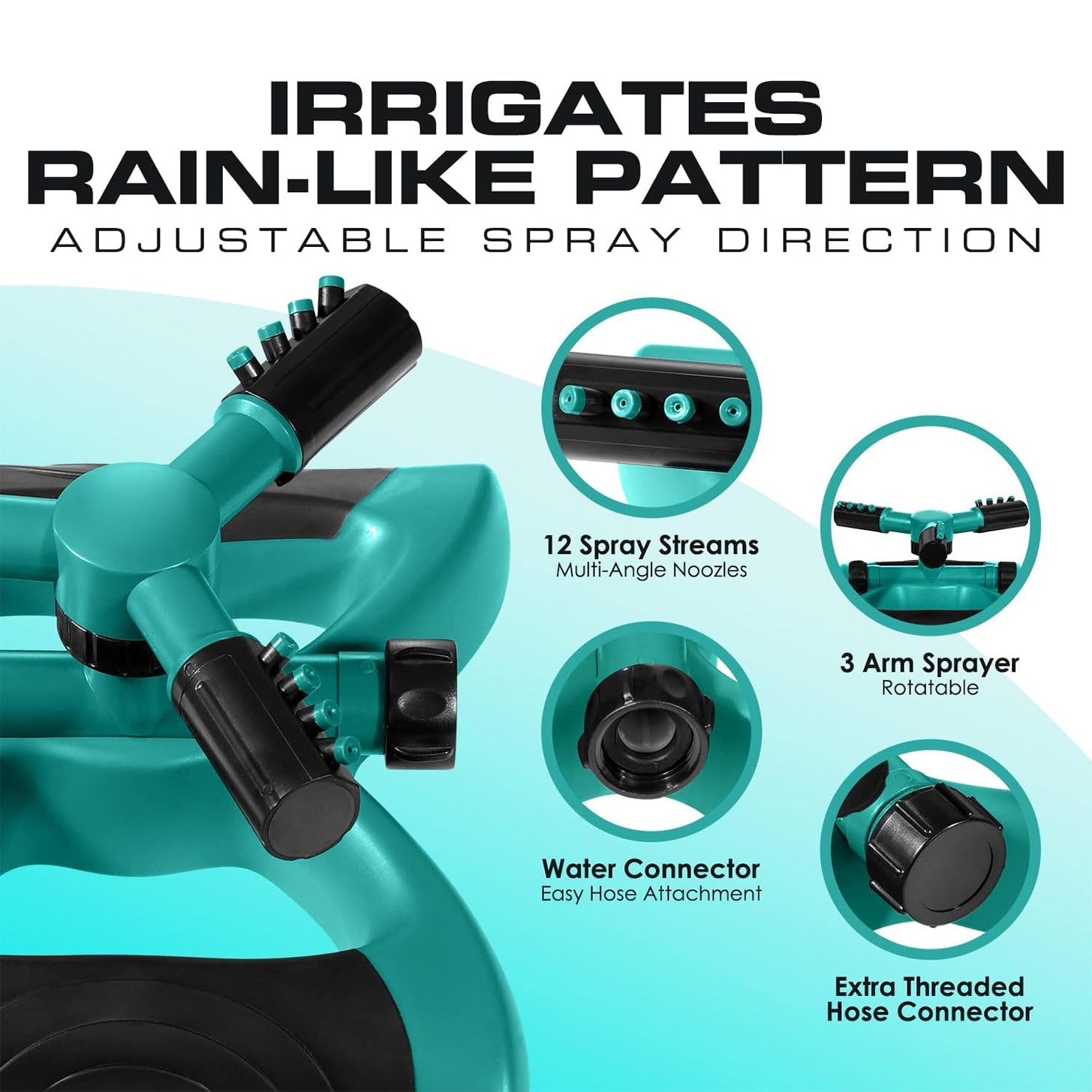 Rotating garden sprinkler with adjustable arm