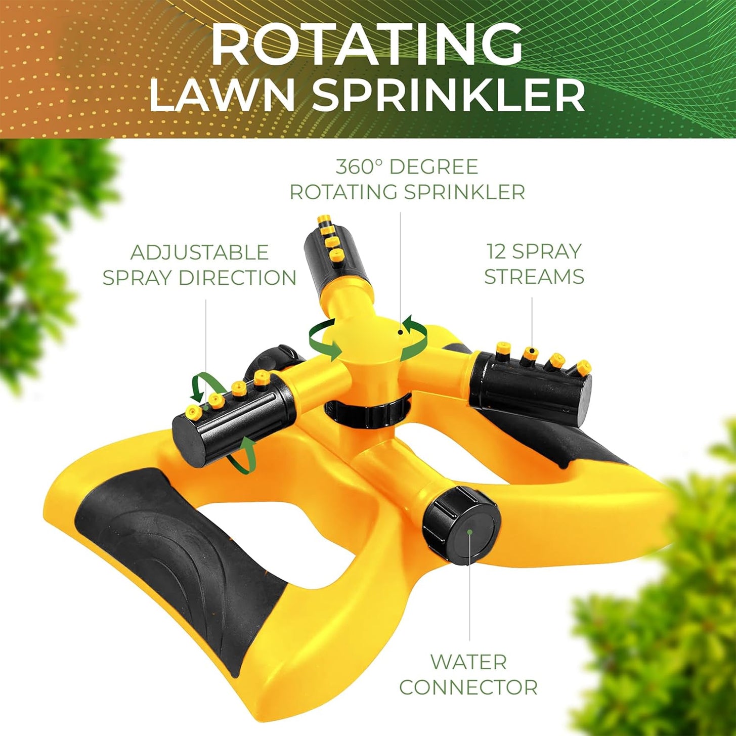 Rotating garden sprinkler with adjustable arm