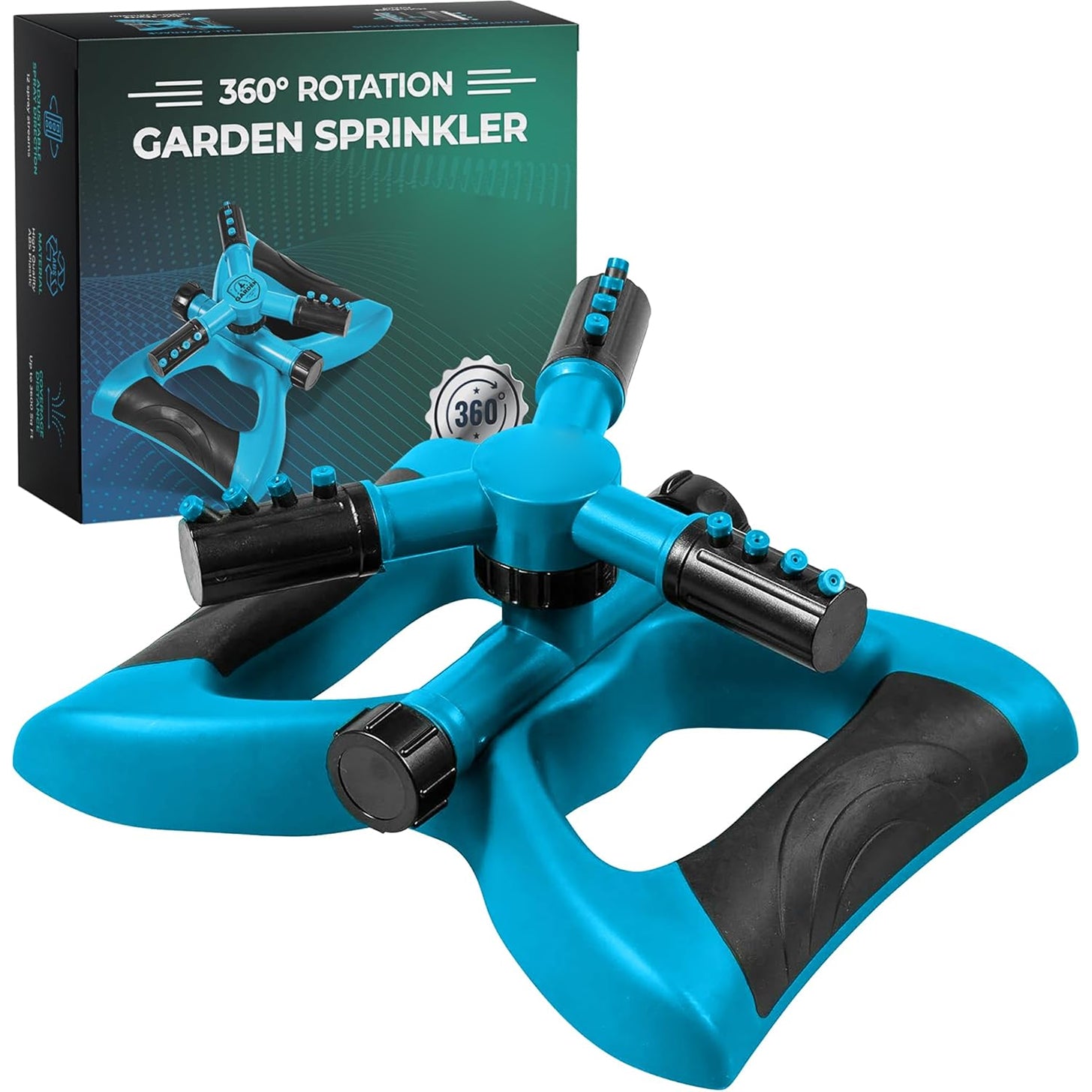 Rotating garden sprinkler with adjustable arm