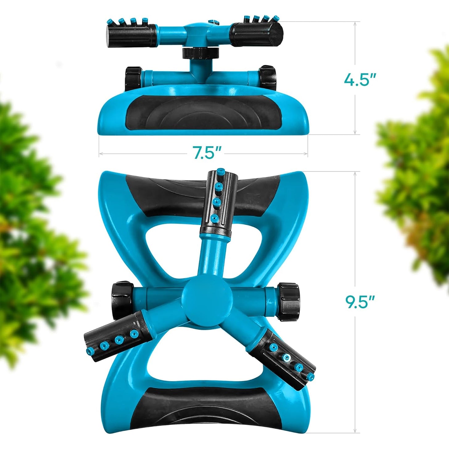 Rotating garden sprinkler with adjustable arm