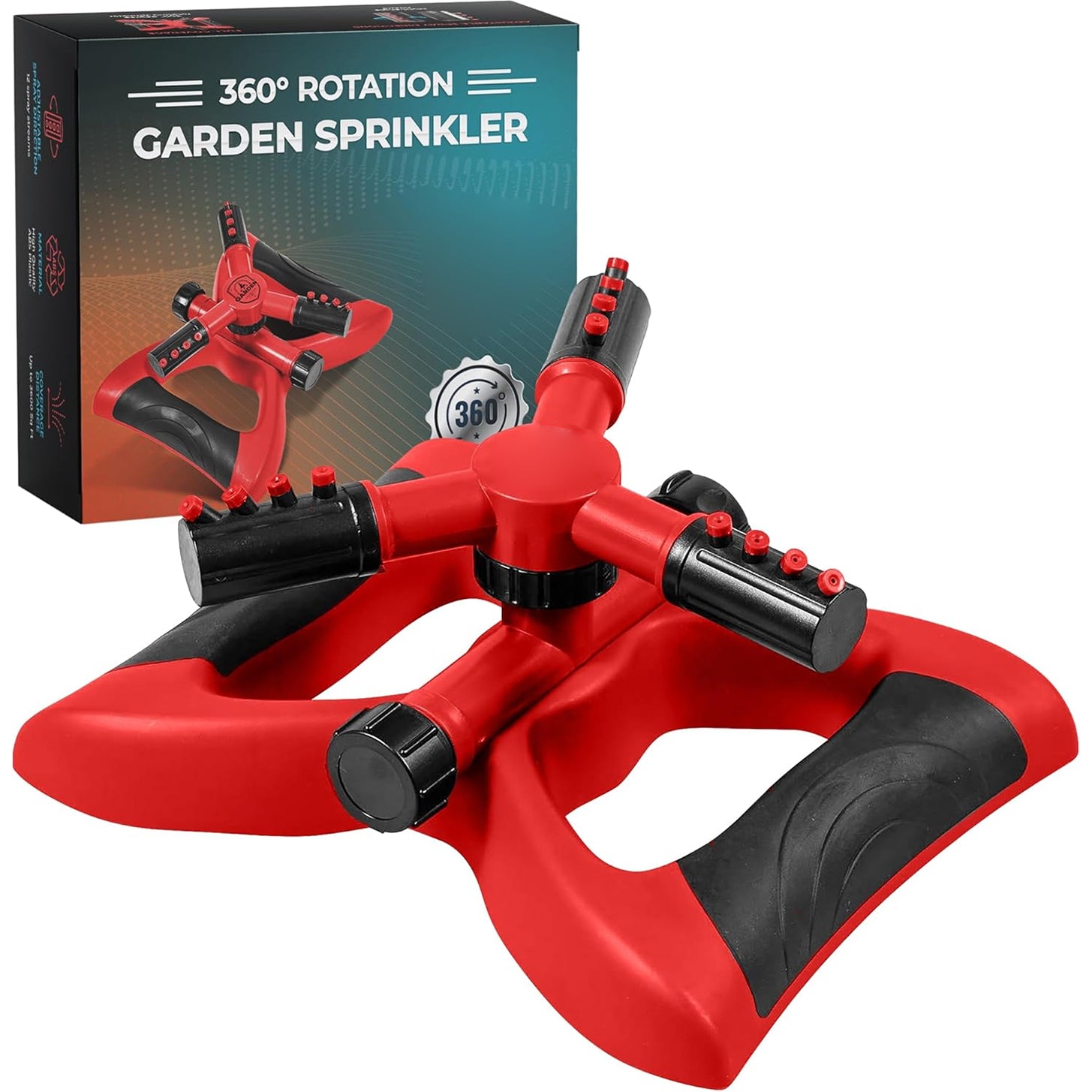 Rotating garden sprinkler with adjustable arm