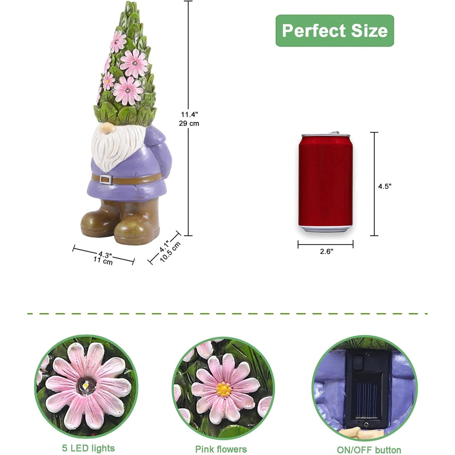 Solar-Powered Outdoor Garden Statue with Succulents and 7 LED Lights