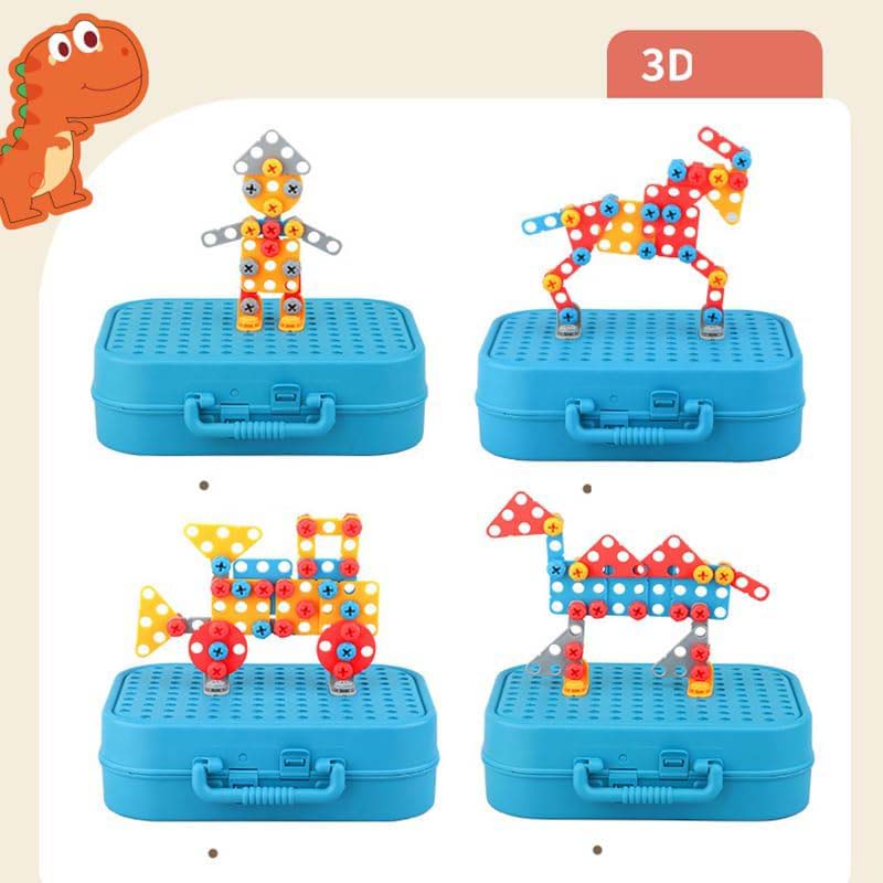 Creative Screw Puzzle Dinosaur Suitcase Toy Set