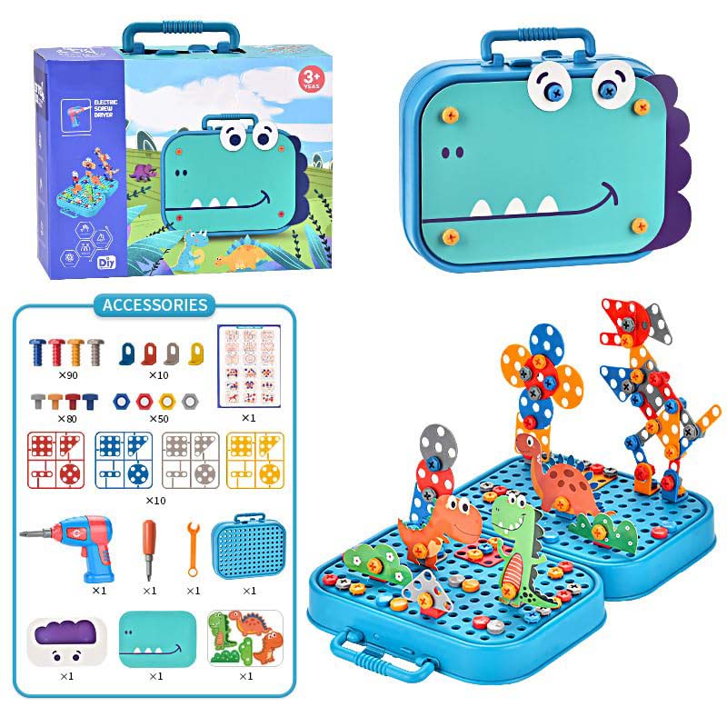 Creative Screw Puzzle Dinosaur Suitcase Toy Set