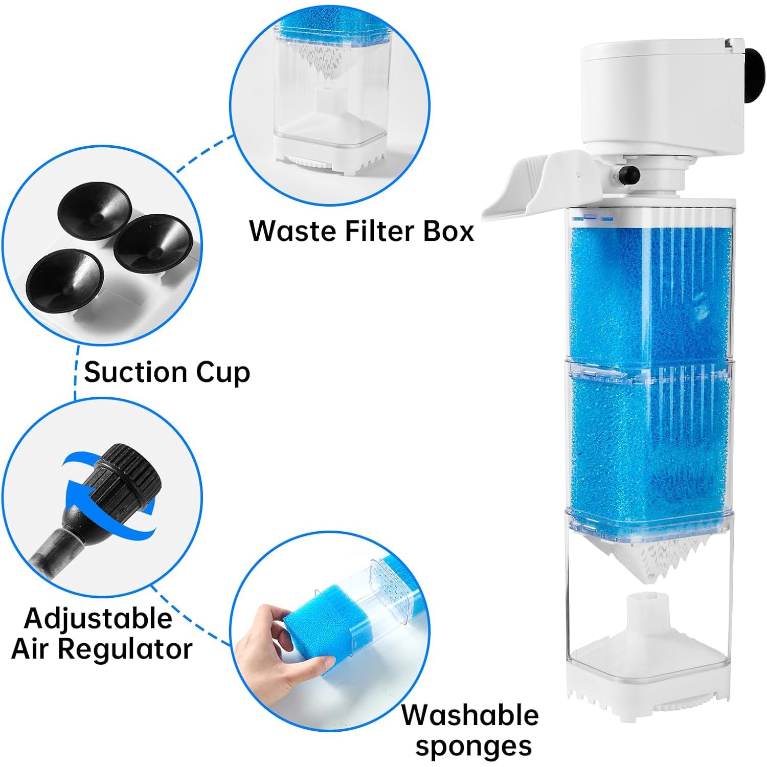 Aquarium Filter – 3-in-1 Internal Filter for 50-100 Gallon Tanks