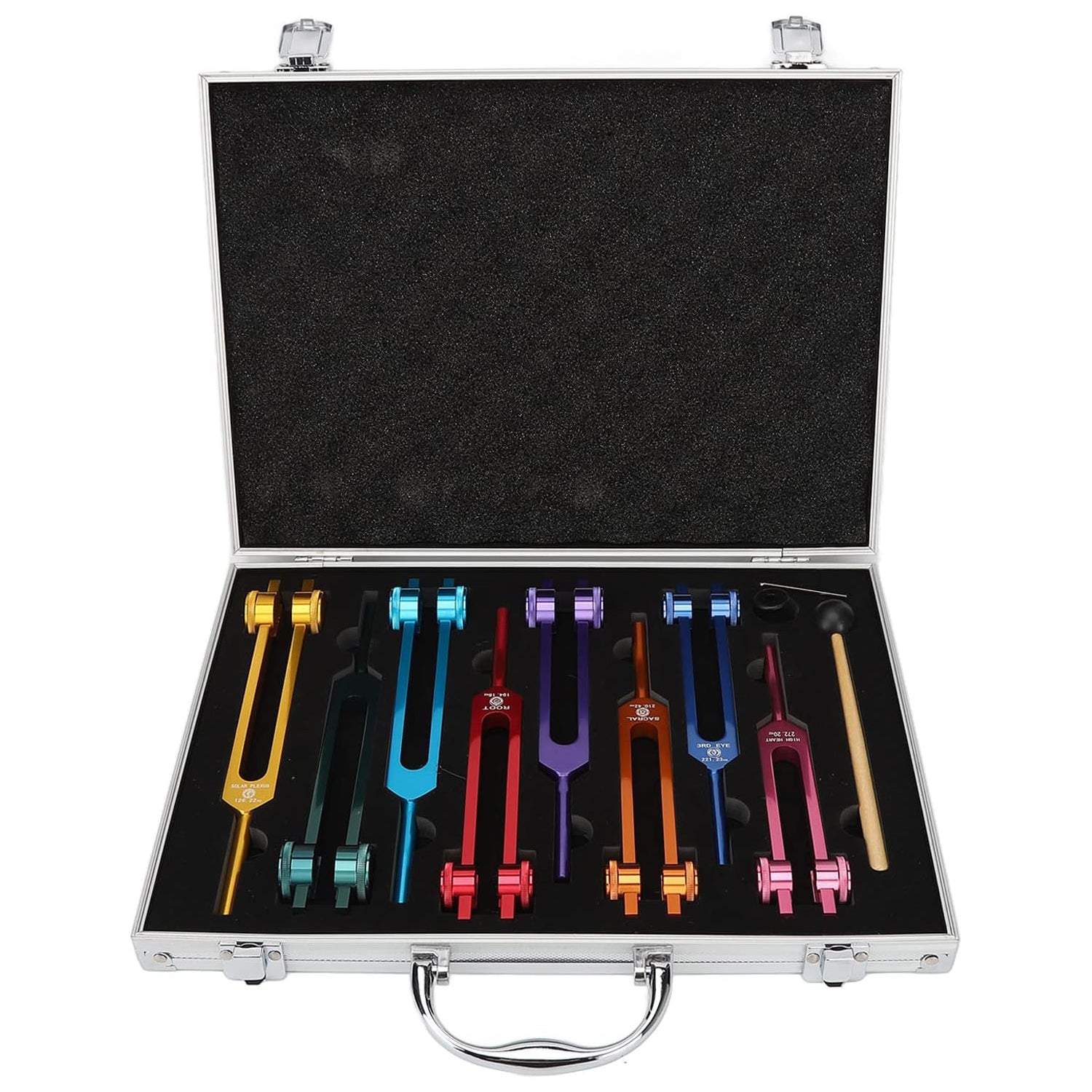 Solfeggio Tuning Fork Set – 8 Multi-Color Tuning Forks