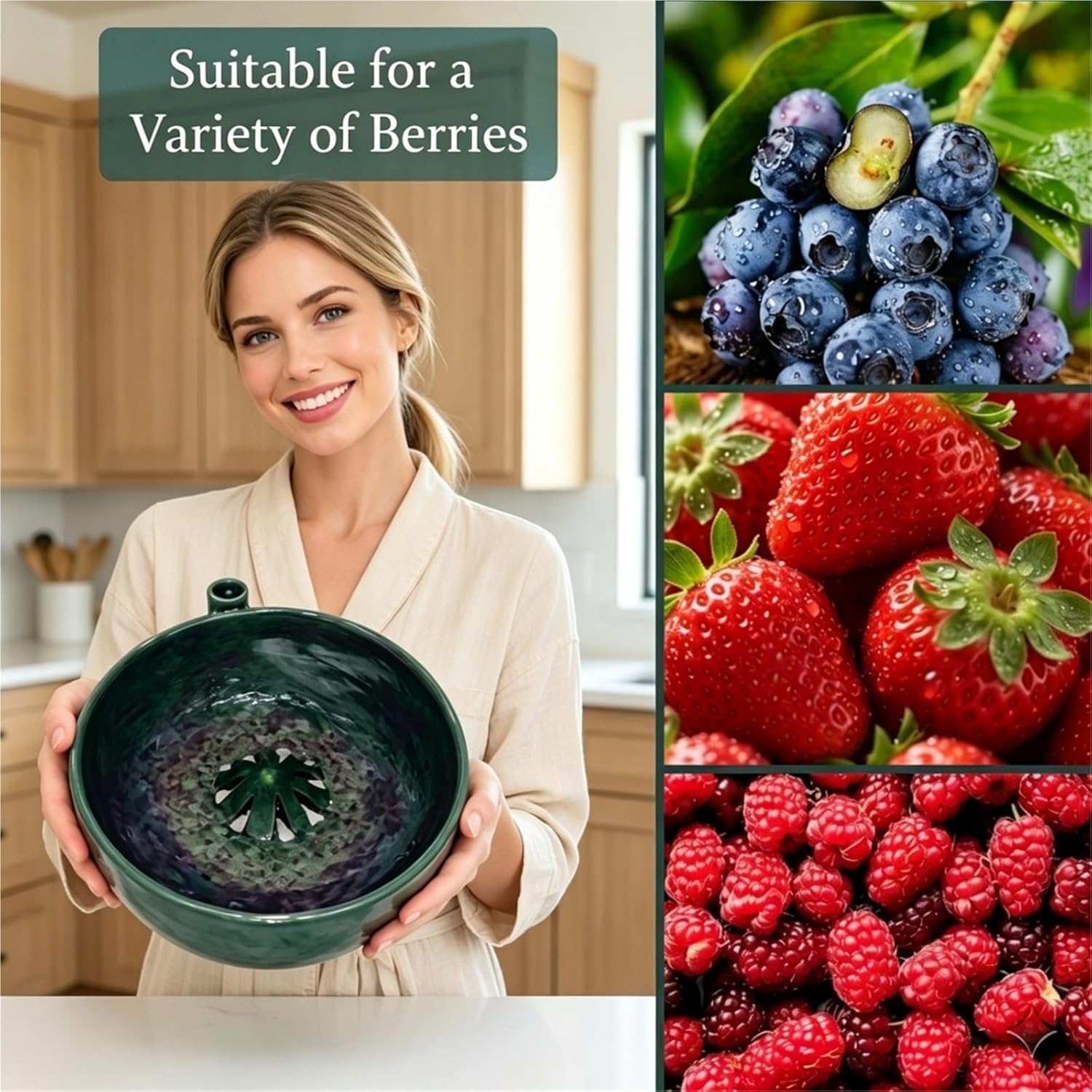 Self-Spinning Berry Washing Bowl – Ceramic