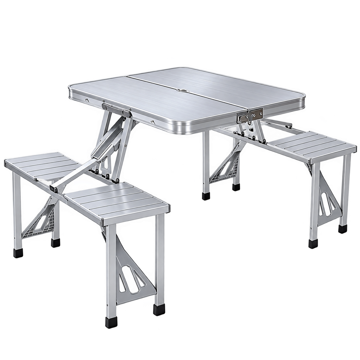 Four-person folding outdoor table and seats