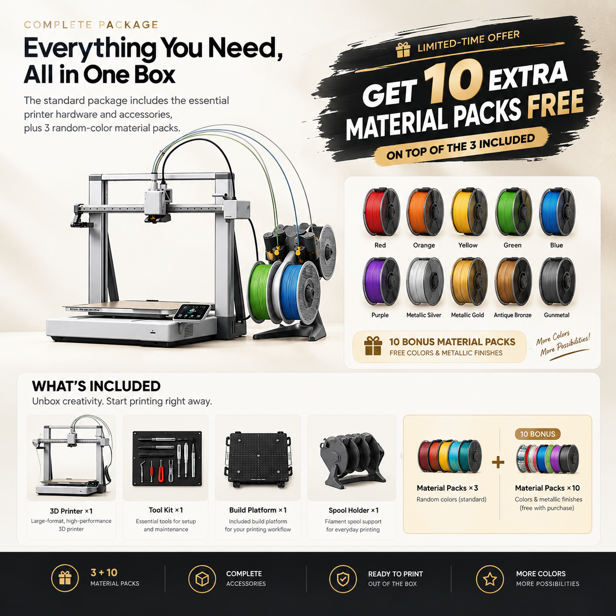Large build volume 3D printer