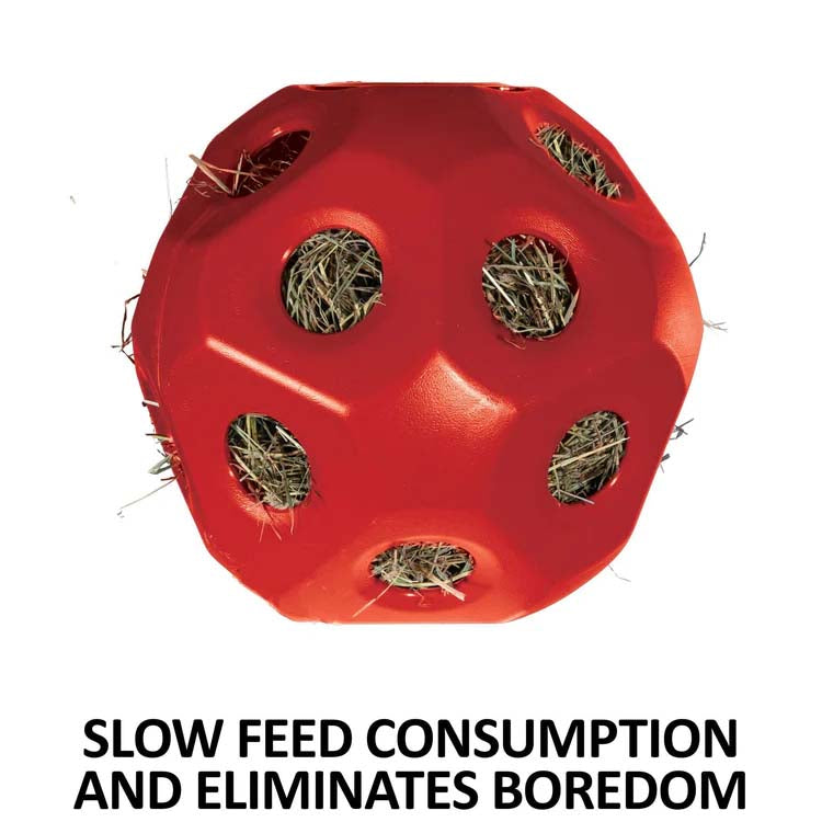 Large Slow-Feeder Hay Ball Simplified Hay Feeding for Horses– Blue & Red
