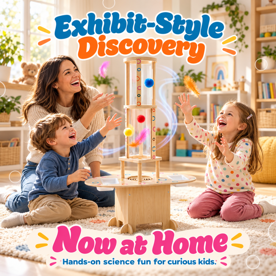 Kids' wooden wind tunnel science toy