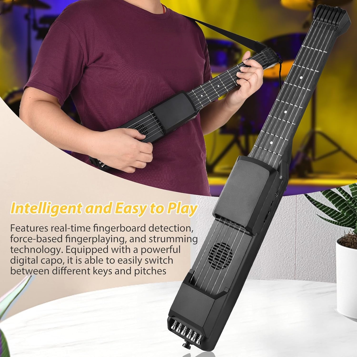 Smart portable silent practice guitar