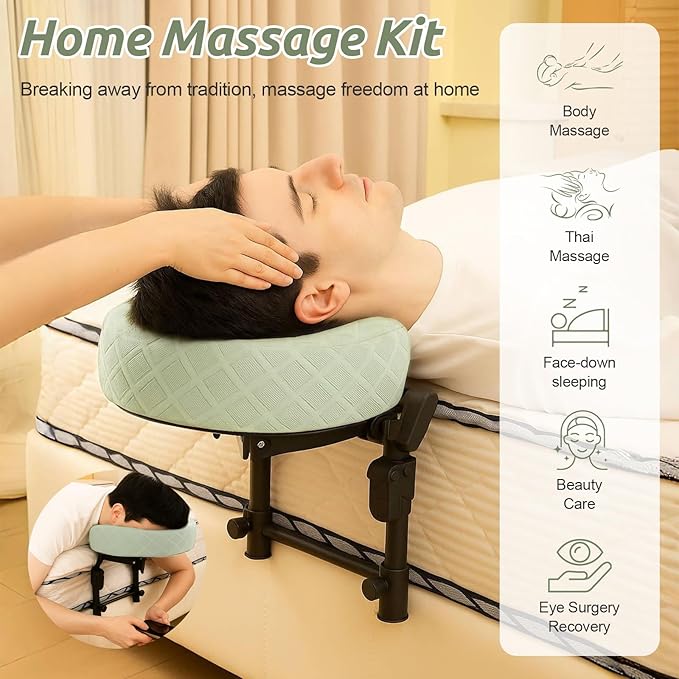 Massage headrest for bed, adjustable massage face rest for home use