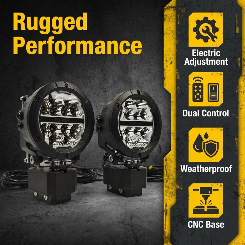 Remote Adjustable LED Spotlight Pair – High Power Off-Road Lighting System