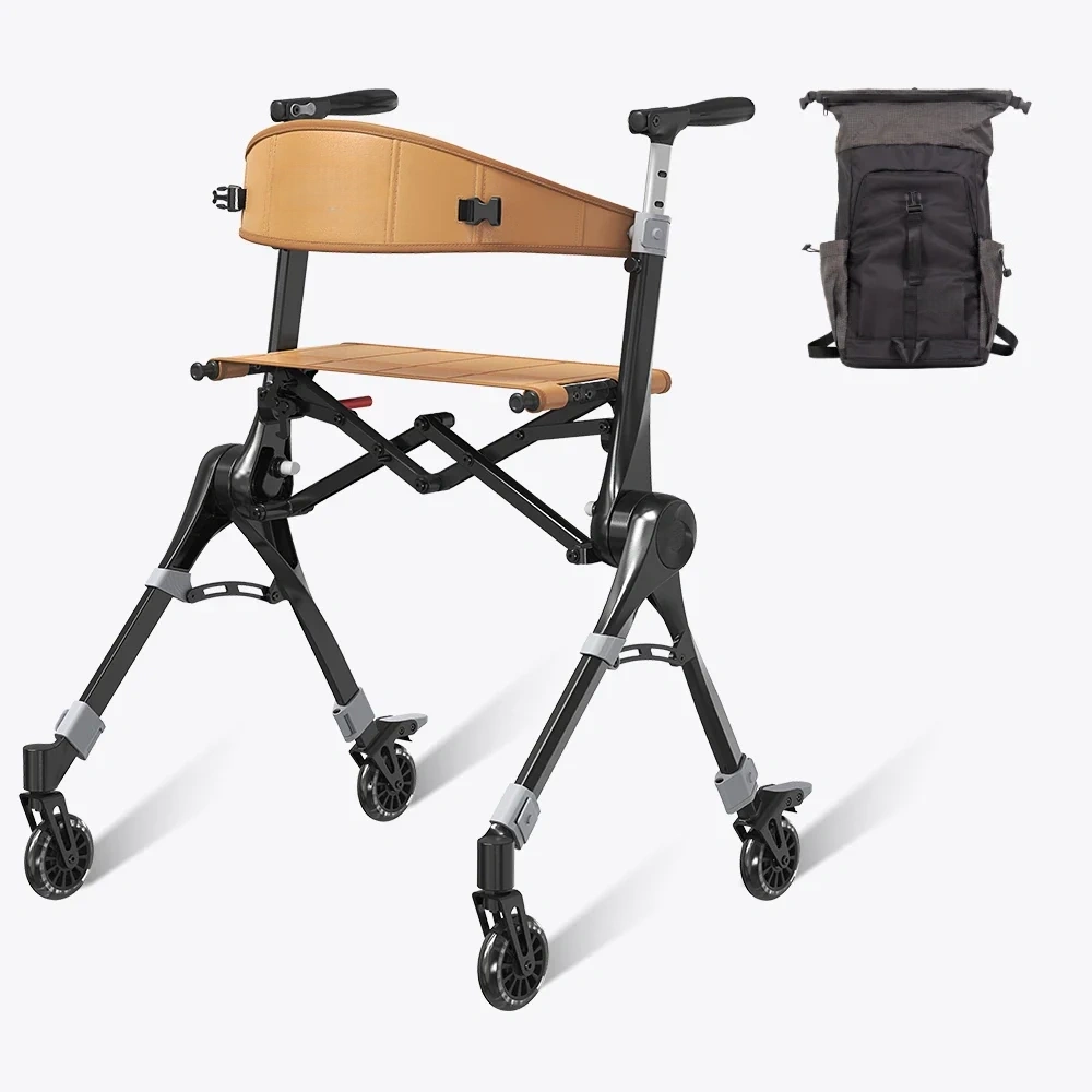 Ultra-Light Folding Travel Rollator Walker-Compact Mobility Support for Everyday Freedom