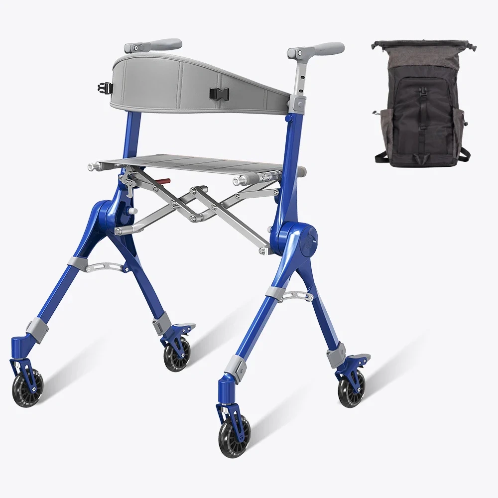 Ultra-Light Folding Travel Rollator Walker-Compact Mobility Support for Everyday Freedom