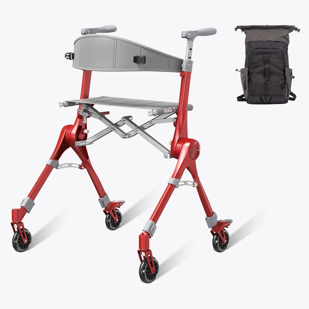Ultra-Light Folding Travel Rollator Walker-Compact Mobility Support for Everyday Freedom