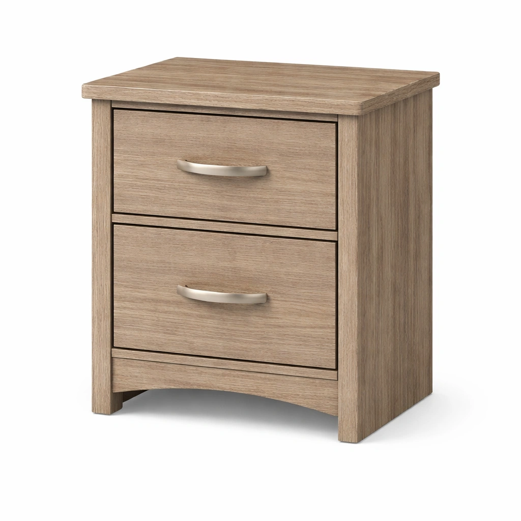 Mesita de noche de madera con 2 cajones roble 40x36x58 cm-Furniloungez