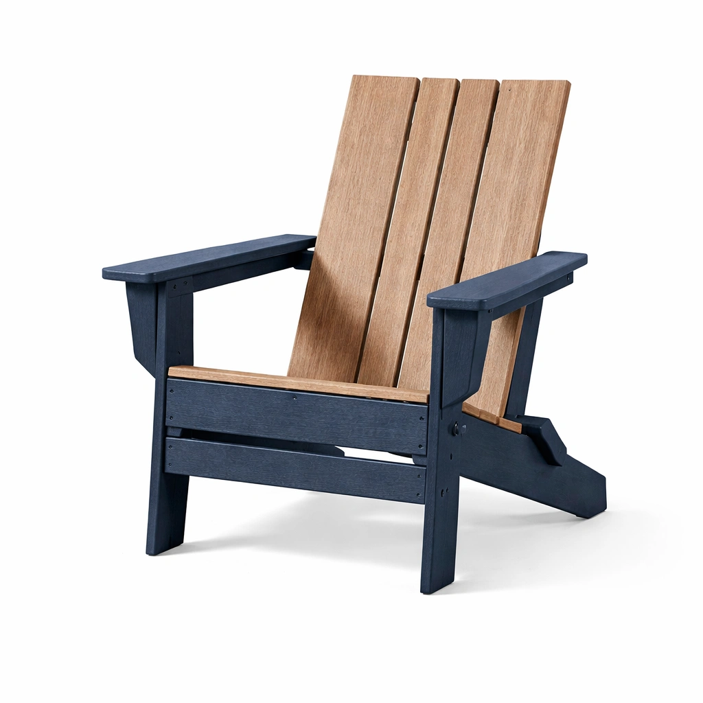 Silla Adirondack de madera reciclada y plástico reciclado para exterior-Furniloungez