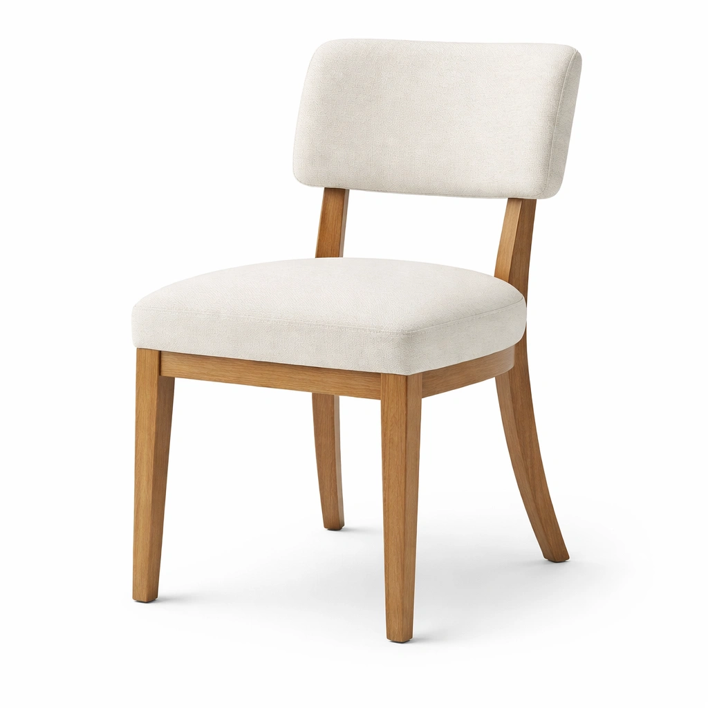 Sillas de comedor de madera con tapizado beige-Furniloungez