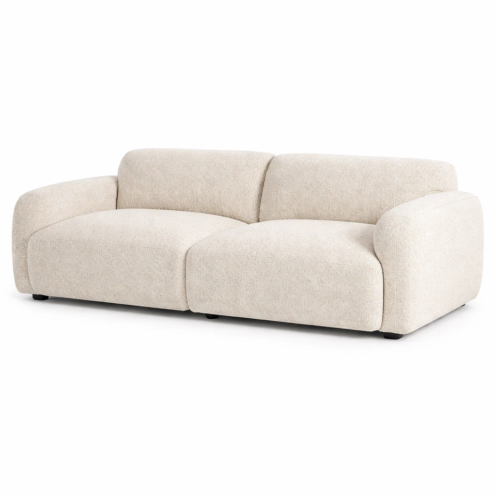 Sofá de dos plazas beige de tela de poliéster-Furniloungez