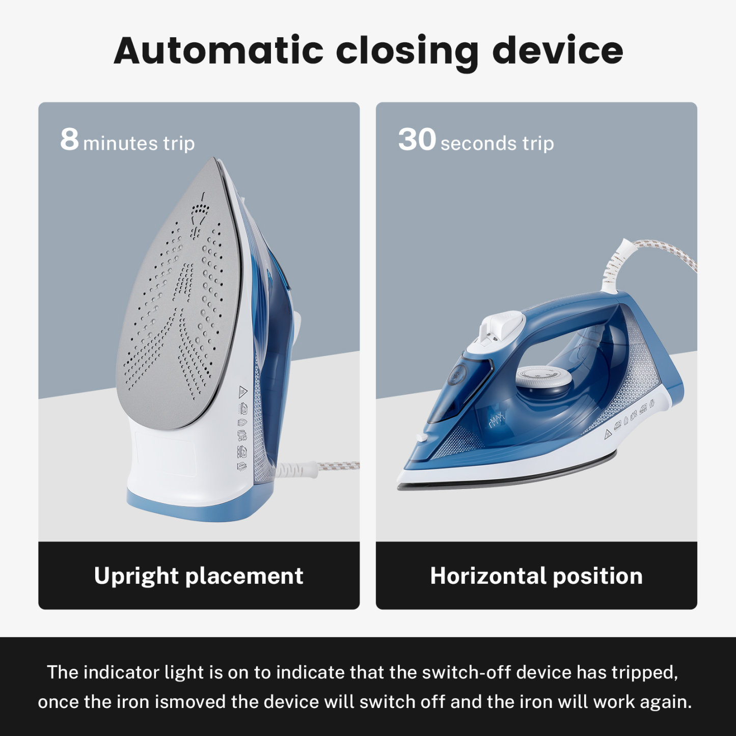Vapren V4 Max steam iron: 2400W, ceramic soleplate, 350ml tank. 5-level temp, anti-drip, dry & wet use. Wrinkle-free in seconds