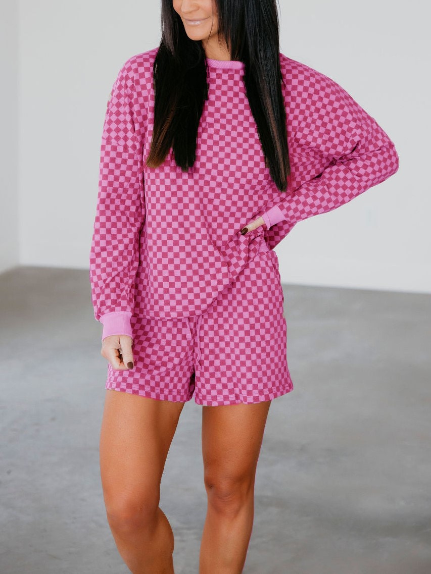 Classic Checkered Top & Shorts Set