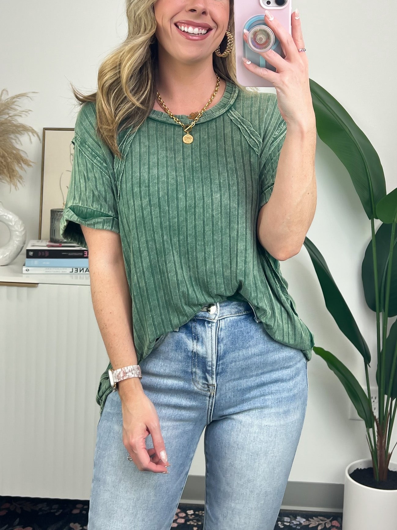 Ribbed Striped Knit Top