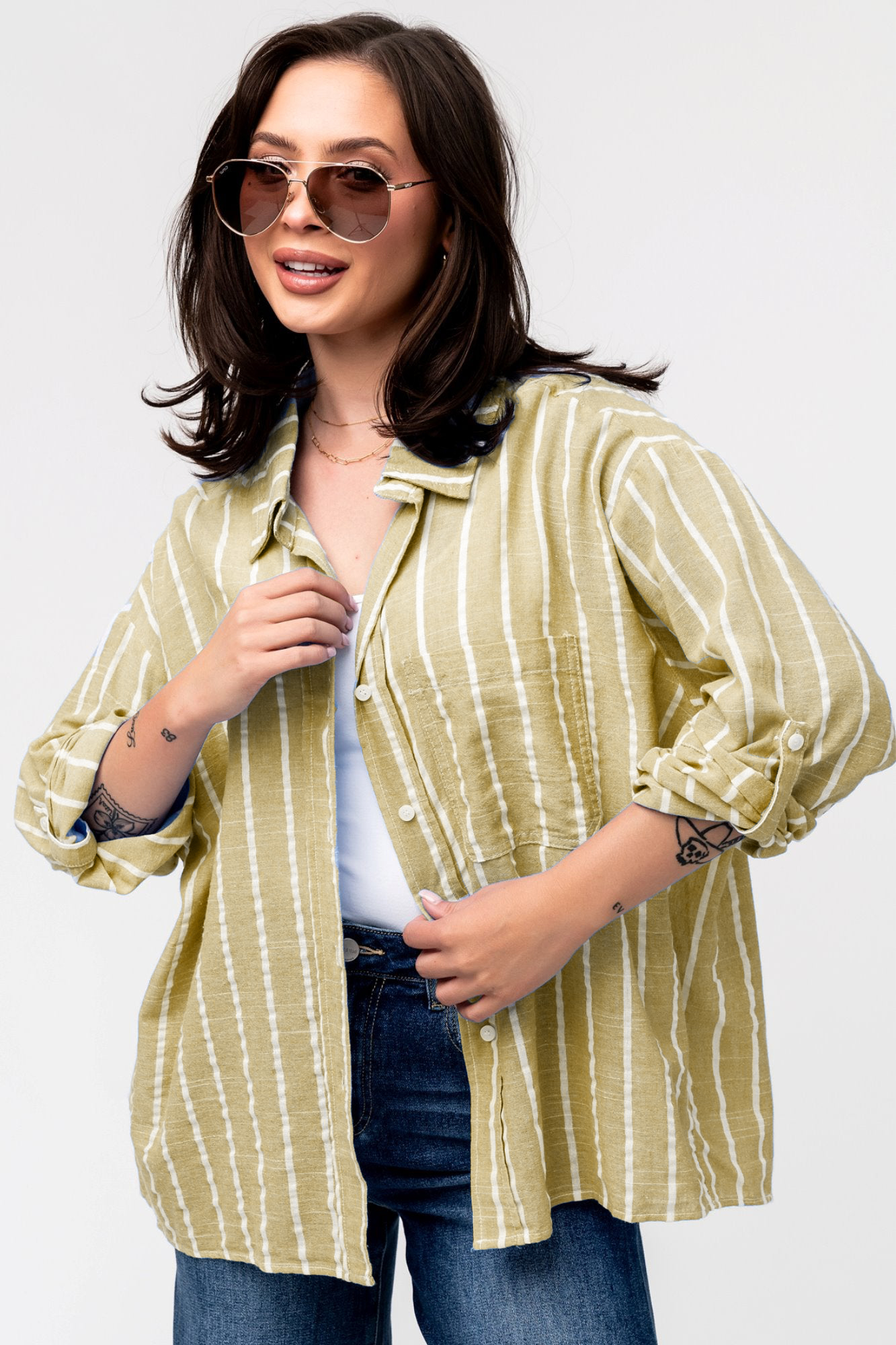 Women's Fashion Button Shirt Jacket Long Sleeve