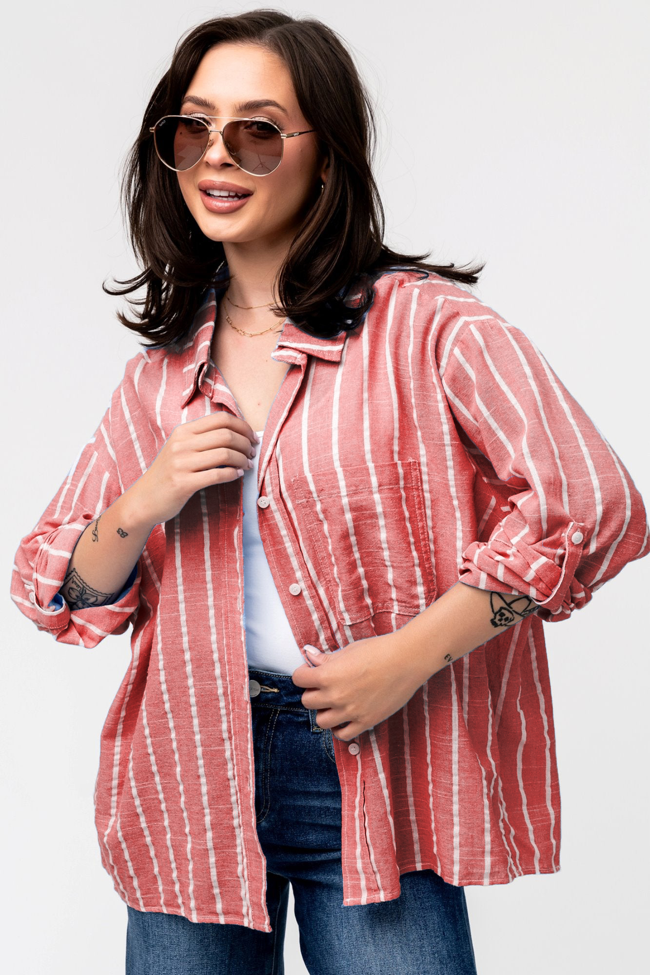 Women's Fashion Button Shirt Jacket Long Sleeve
