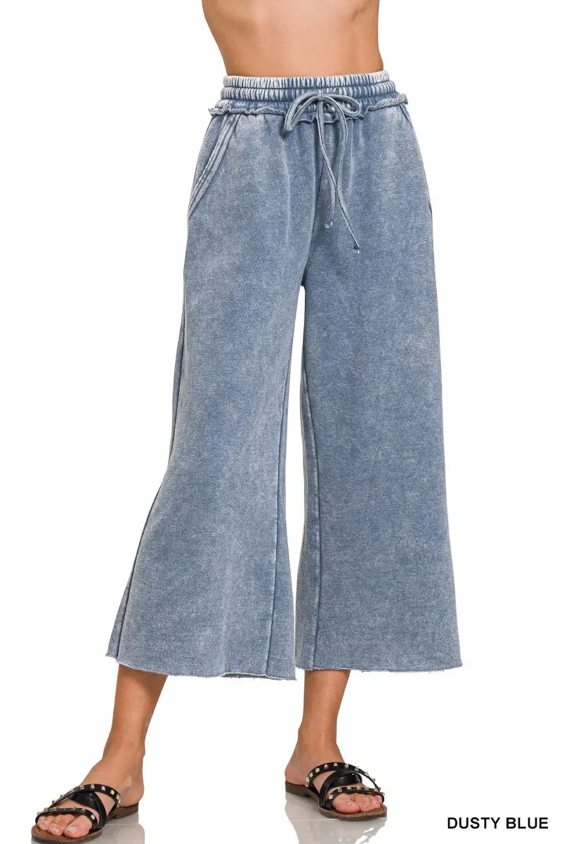 Women's Comfy Acid Wash Palazzo Sweatpants with Pockets