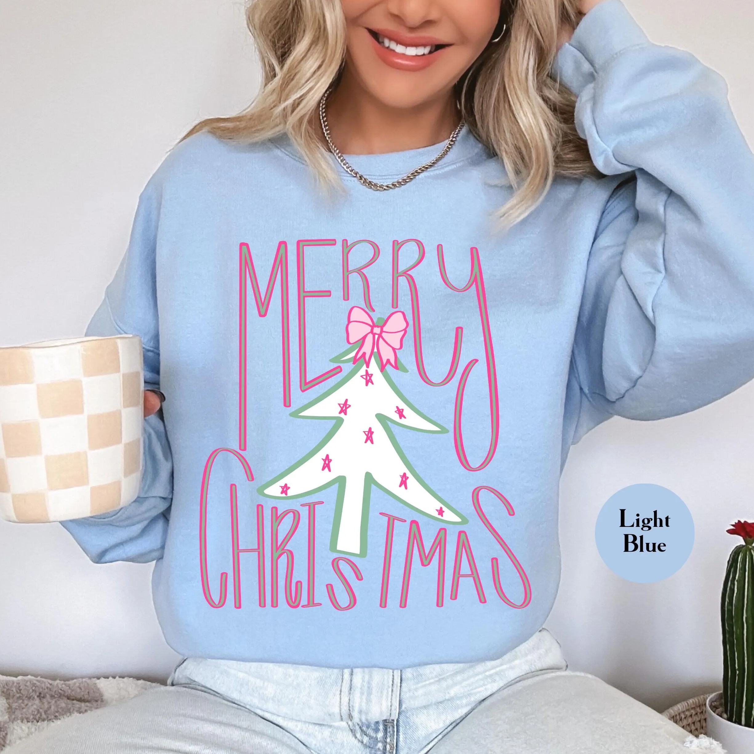 Retro "Merry Christmas" Tree Graphic Holiday Sweatshirt