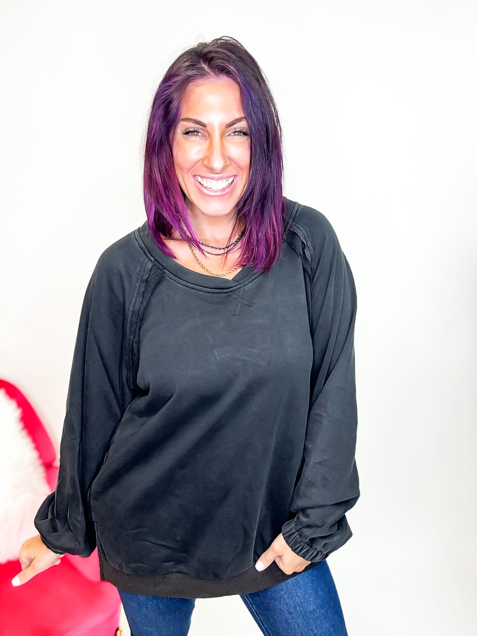 Cross Back Comfort French Terry Sweatshirt Hoodie