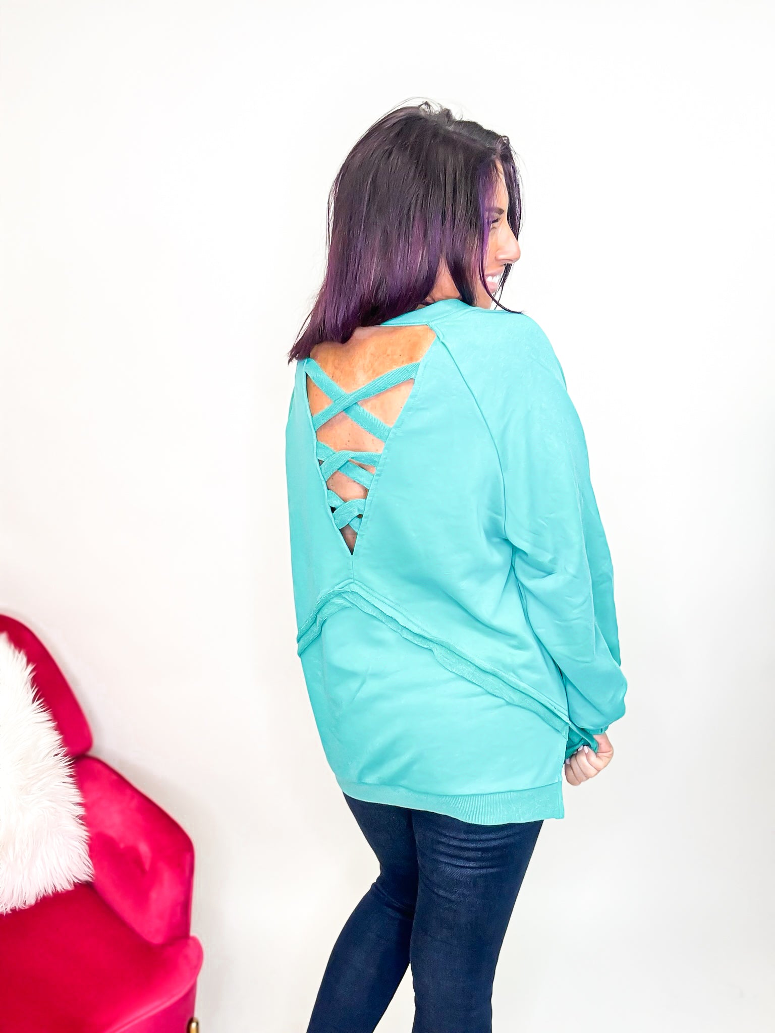 Cross Back Comfort French Terry Sweatshirt Hoodie