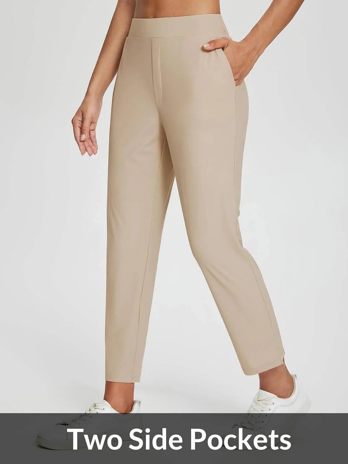 HOT SALE Women's Travel Pants Lightweight Anklle Dresss Pants With Zipper Pockets Summer UPF50