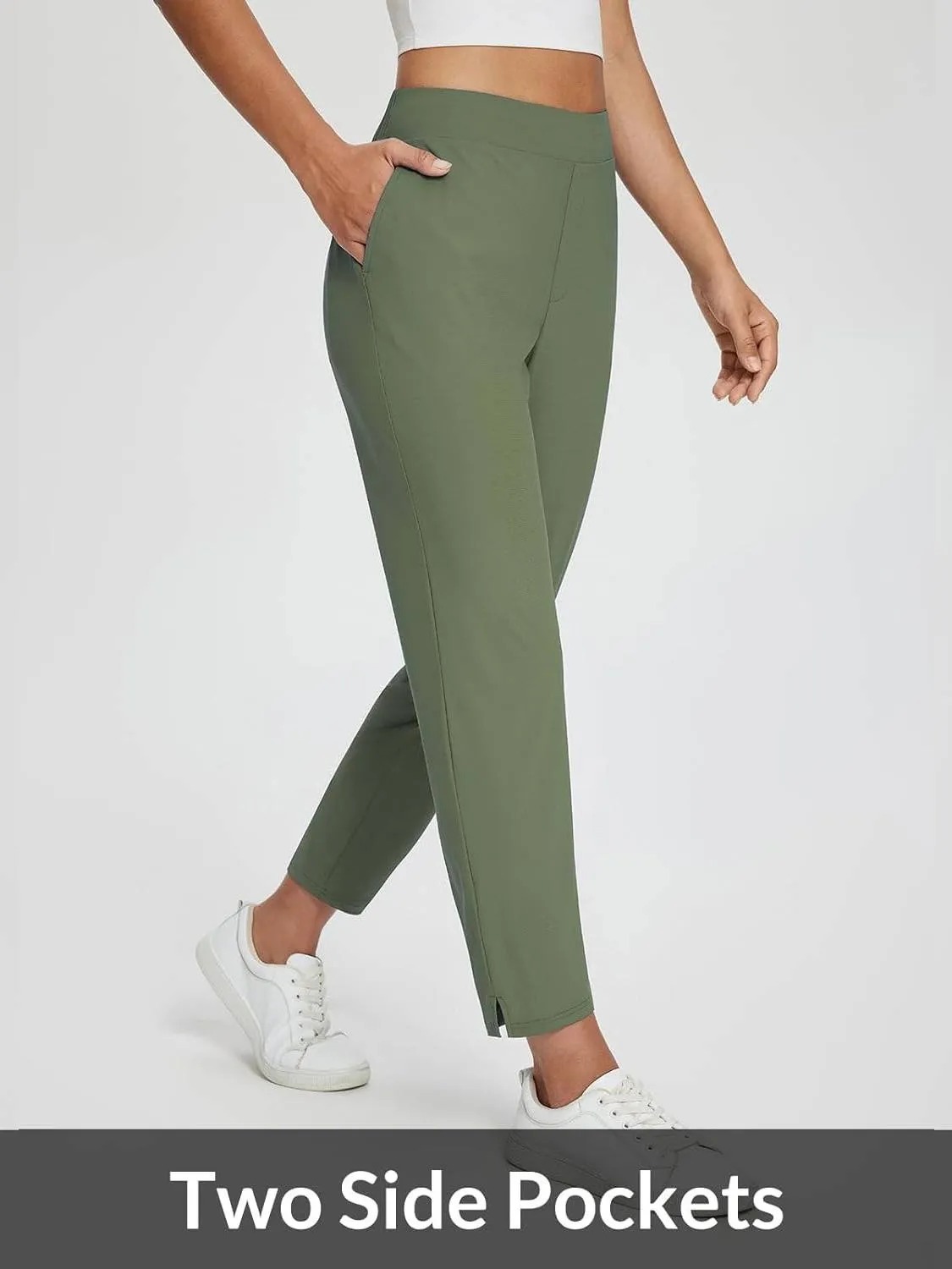 HOT SALE Women's Travel Pants Lightweight Anklle Dresss Pants With Zipper Pockets Summer UPF50