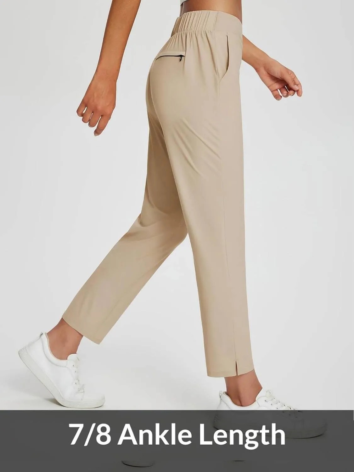 HOT SALE Women's Travel Pants Lightweight Anklle Dresss Pants With Zipper Pockets Summer UPF50