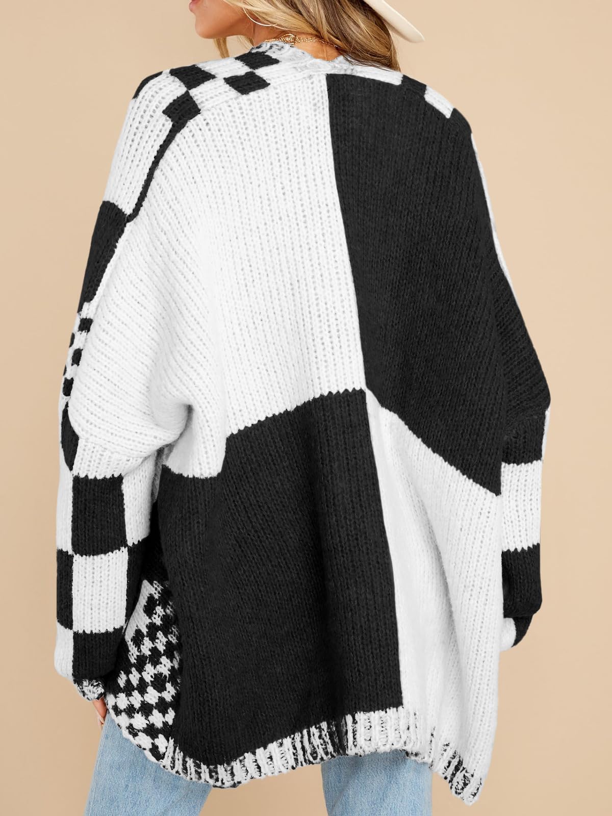 Cozy Checkered Knit Cardigan