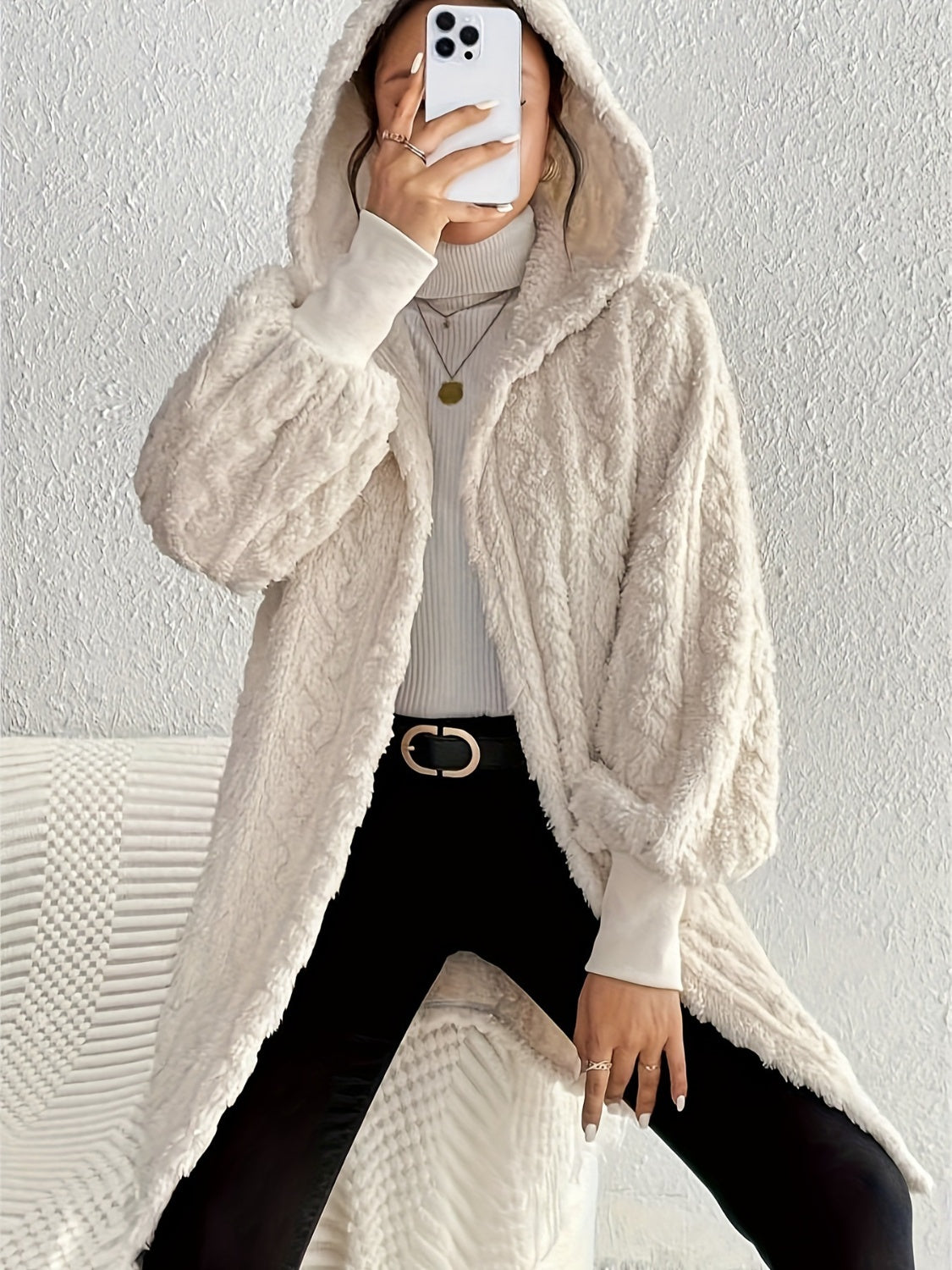 Cozy Open-Front Hooded Jacket –Fuzzy Long Sleeve Layer (Final Days: Big Savings!!!)